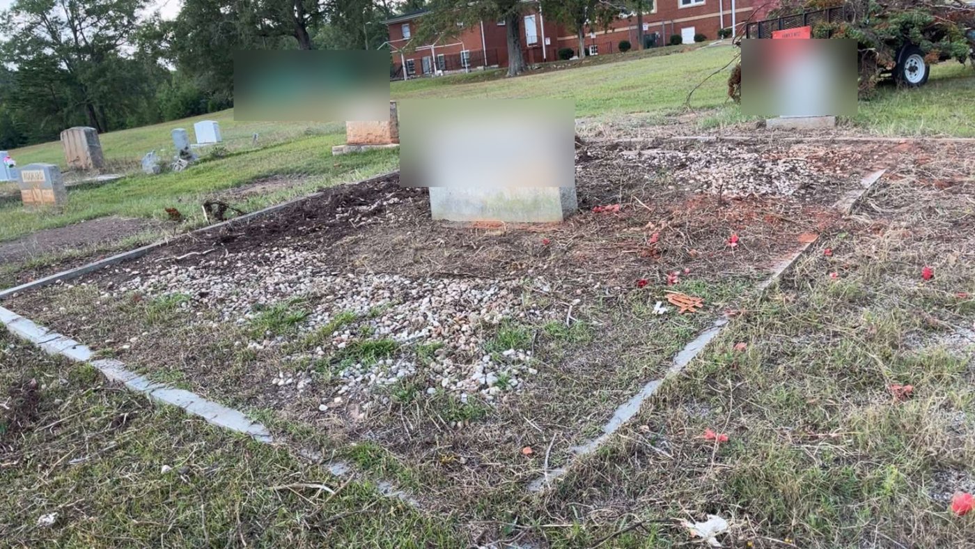The same plot cleared down to the gravel and stone border